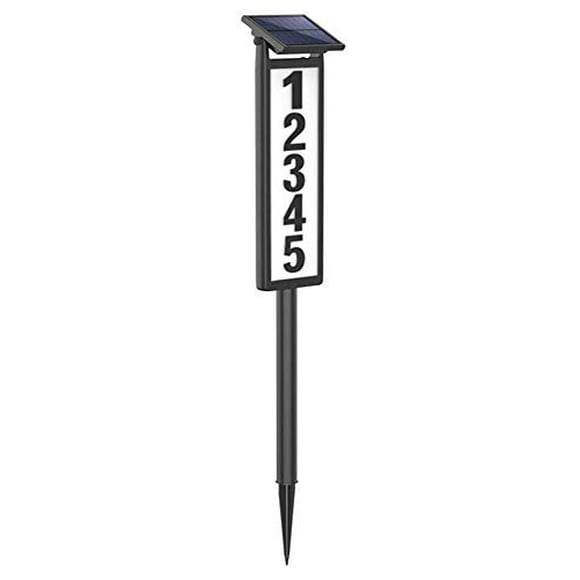 Black House Numbers Solar Powered LED Address Plaques Luminous Digital Lights for House and Yard Included 3 Sets Numbers /& 26 Letters